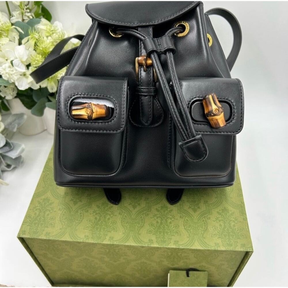 Gucci leather bamboo backpack made in Italy NWT